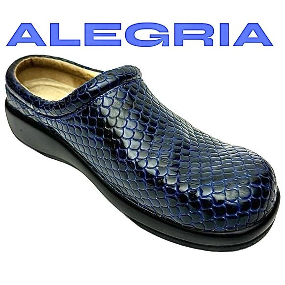 Alergia Kay 428 Womens  BLUE PATENT  Leather Professional Clogs EU 37 US 6.5 - Picture 1 of 10